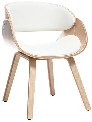 Sedia design bianco e legno chiaro BENT