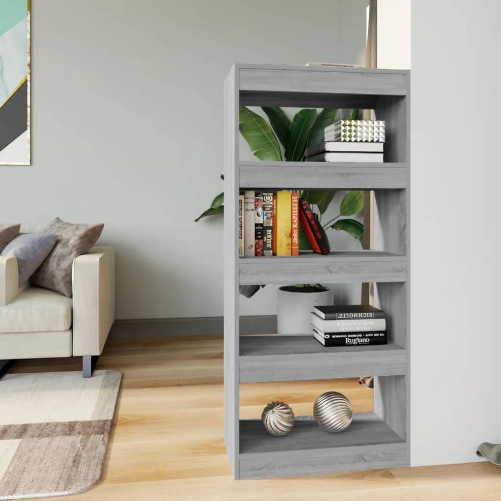 Libreria/divisorio grigio sonoma 60x30x135 cm legno multistrato