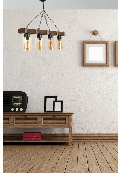 Lampadario a catena JASMIN 4xE27/40W/230V marrone/beige