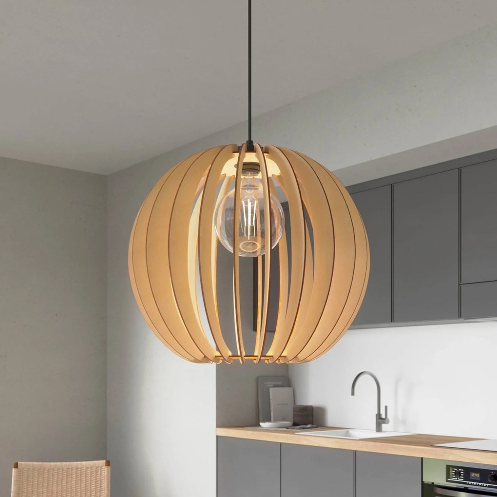 Lampada a sospensione Clay Envostar, dimmerabile, Legno chiaro, Soggiorno / Sala da pranzo, Legno, Scandinavo, Lampada a sospensione