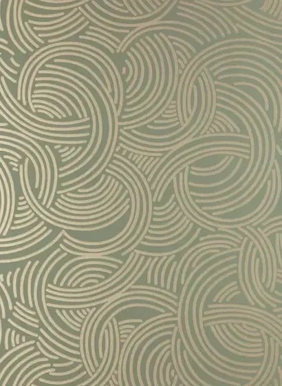 Tapete Tourbillon von Farrow & Ball - Green/ Gilver