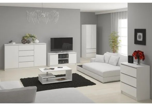 Cassettiera Moderna 60x40x130 Cm 6 Cassetti Bianco Opaco Artika