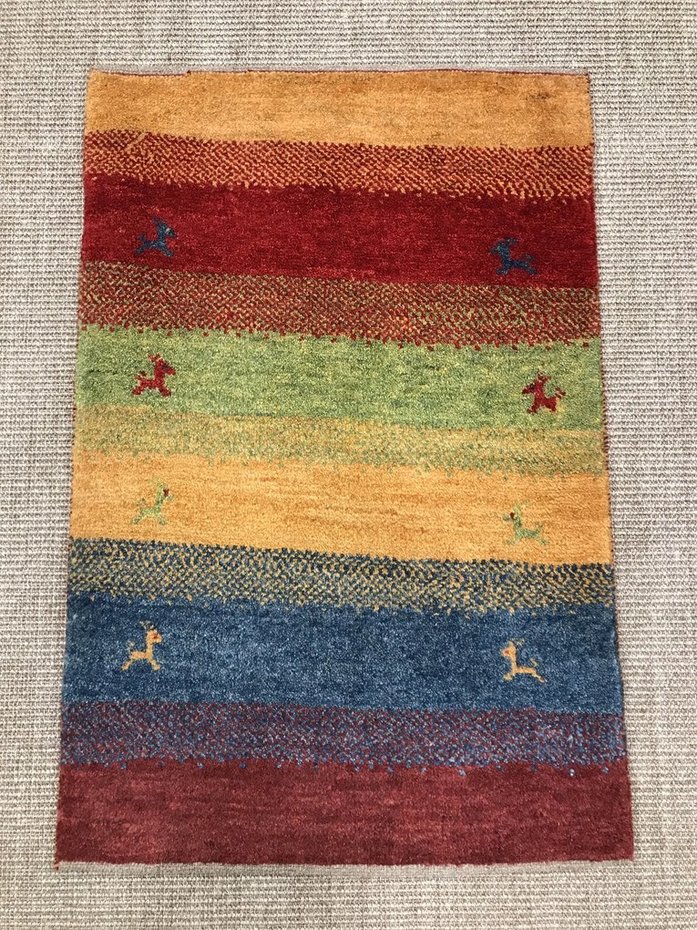 Gabbeh Tappeto 90x60 (Iran) Annodato A Mano