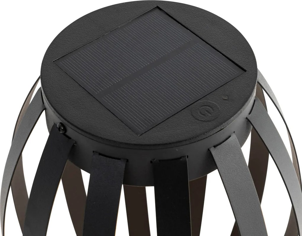 Lampada da tavolo da esterno nera con dimmer a 3 livelli, solare e ricaricabile - Sheldon