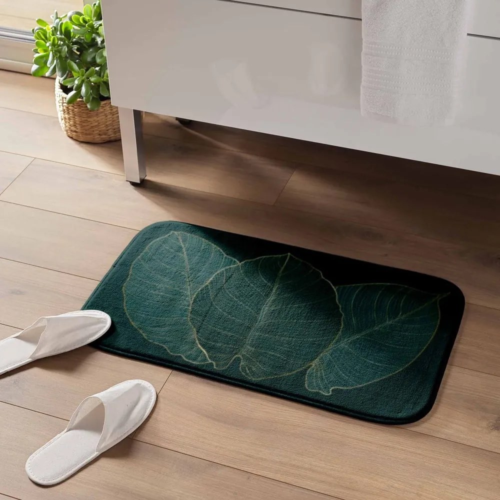 Tappetino per il bagno verde scuro 45x75 cm Jade – douceur d'intérieur