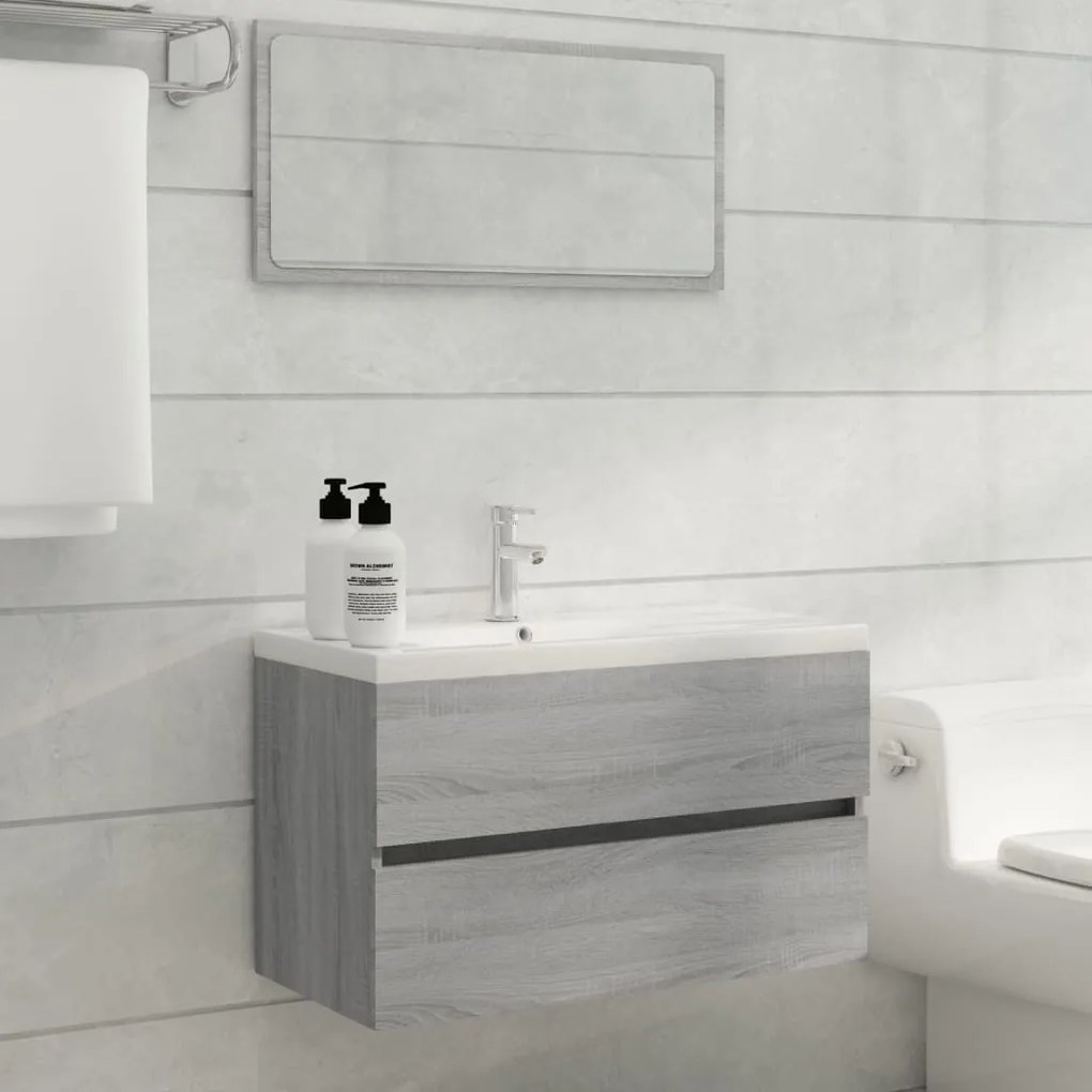 Set Mobili Da Bagno 2 Pz Grigio Sonoma İn Legno Multistrato /