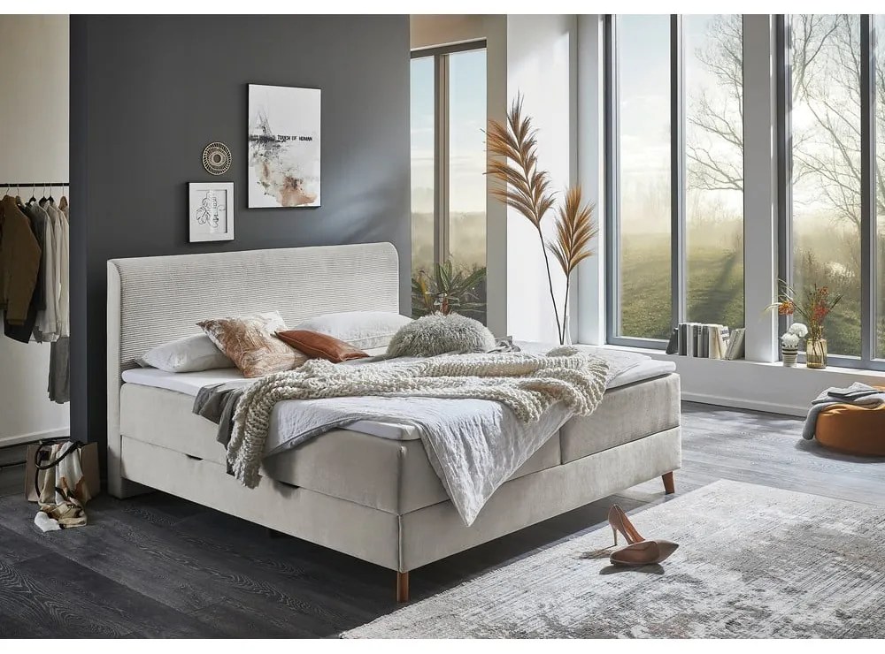 Letto boxspring beige con contenitore 180x200 cm Memphis - Meise Möbel