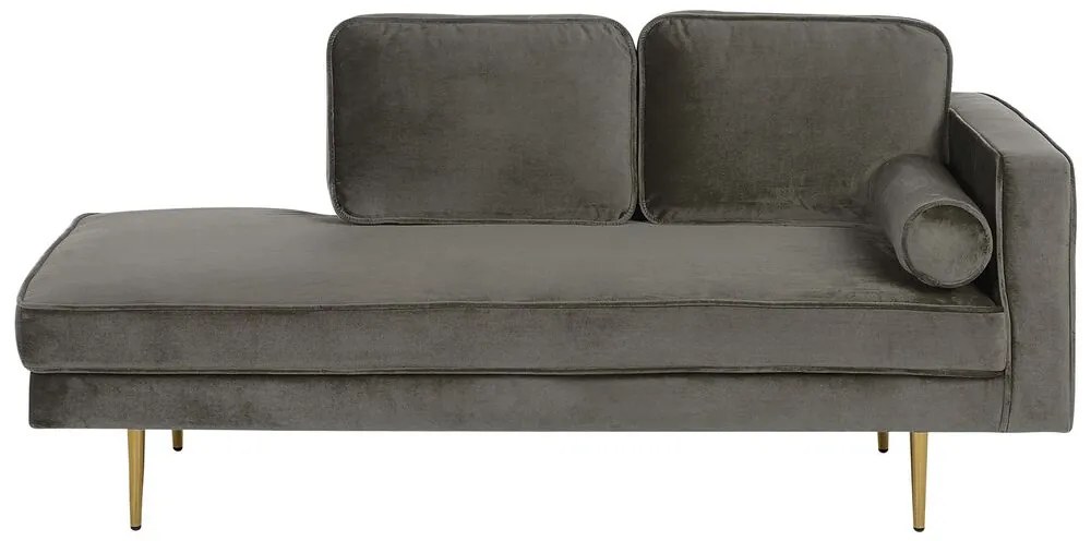 Chaise longue velluto tortora destra MIRAMAS Beliani
