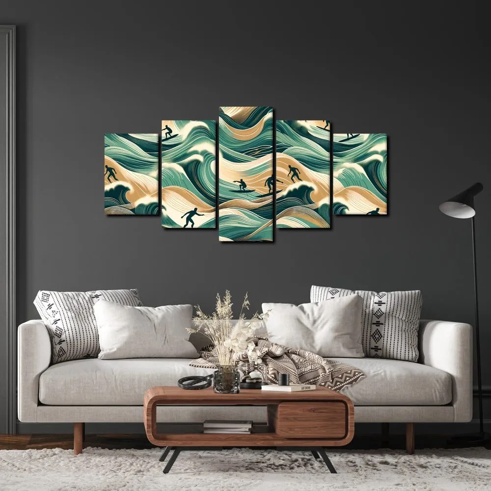 Quadri 5 pezzi – Onde del mare e surf