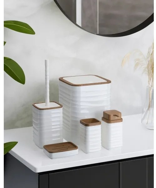 Set da bagno WAVE 5 pz bianco/marrone