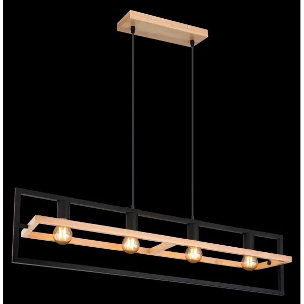 Globo 15575-4H - Lampadario a cavo ERICA 4xE27/40W/230V nero/beige