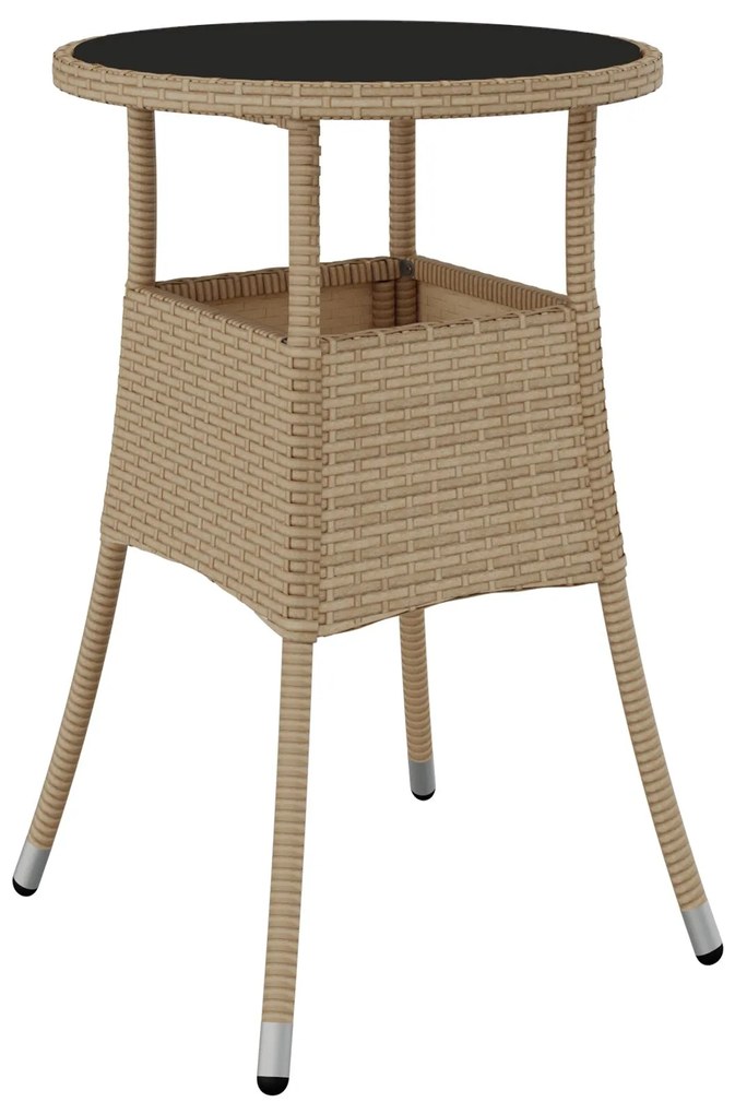 Set da pranzo da giardino set di 3 beige vimini, vetro durevole