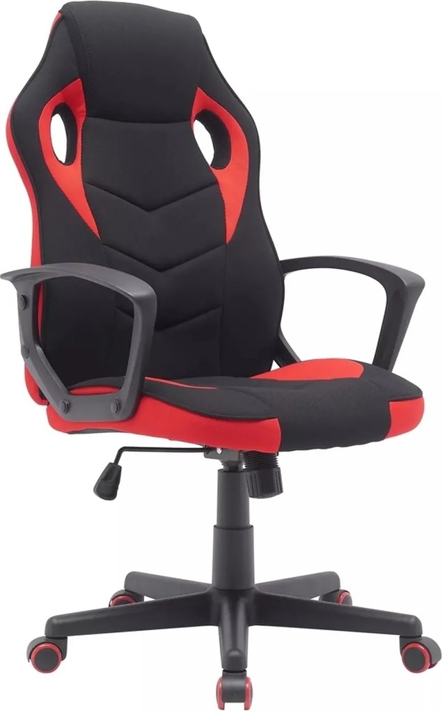 Sedia da ufficio Dakar in tessuto nero/rosso – 63x48x106 cm