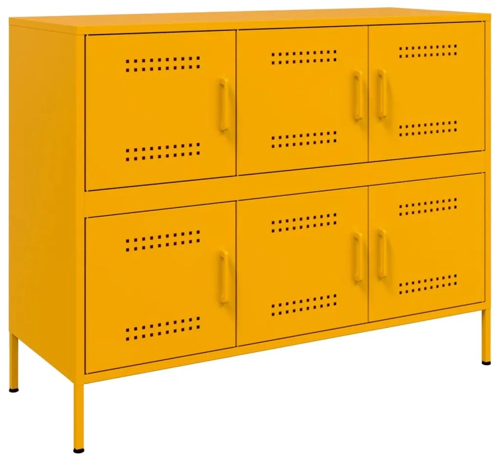 Credenza giallo senape 100,5x39x79 cm acciaio laminato a freddo