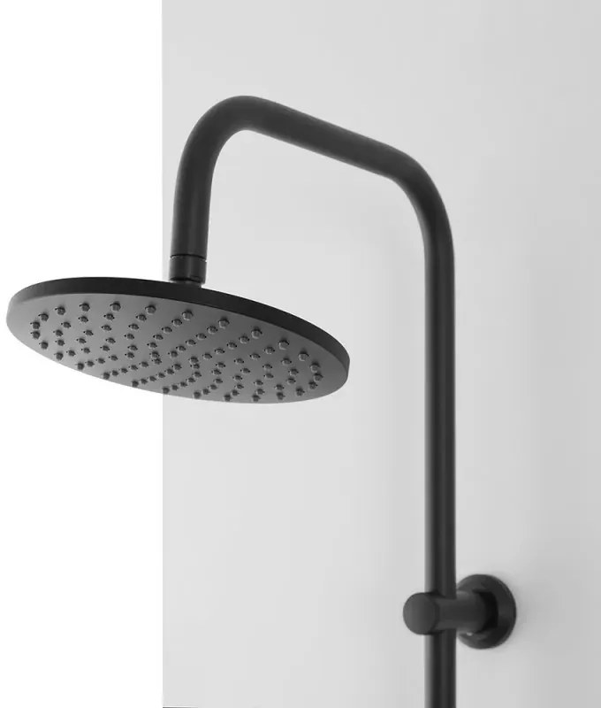 Colonna doccia nero opaco H 105 regolabile completa di soffione tondo e doccetta