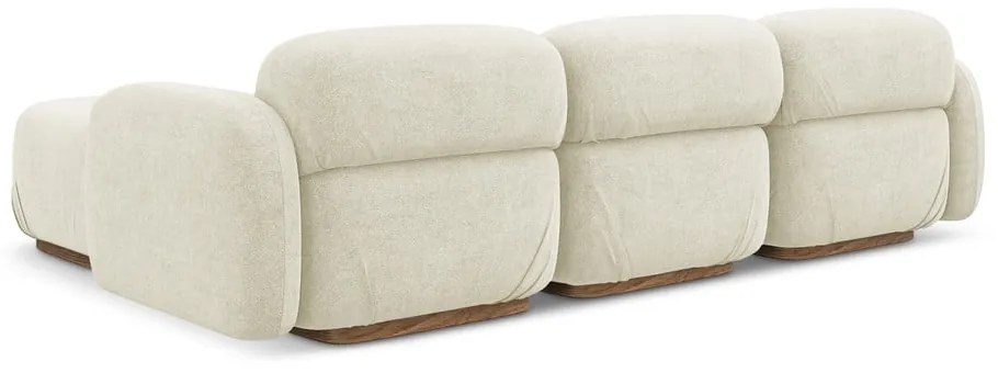 Divano angolare componibile color crema con rivestimento in bouclé Ailani – Makamii