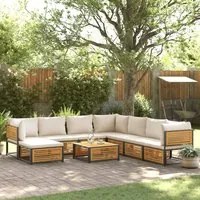 Set Divano Giardino 9 pz con Cuscini Legno Massello di Acacia 3214926