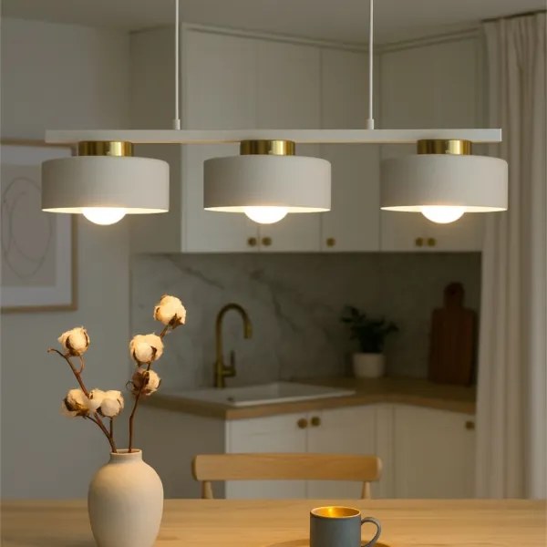 Lampadario a sospensione IGNIA 3xE27/60W/230V bianco/oro