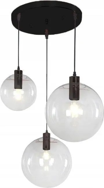 Lampada da soffitto pensile di vetro Lassi Black 20+25+30 cm