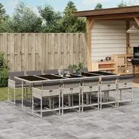 Set Pranzo Giardino 11pz con Cuscini Grigio Chiaro Polyrattan 3278062