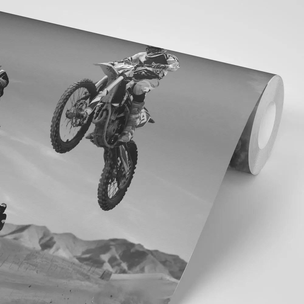 Carta da parati autoadesiva – Motociclisti in bianco e nero