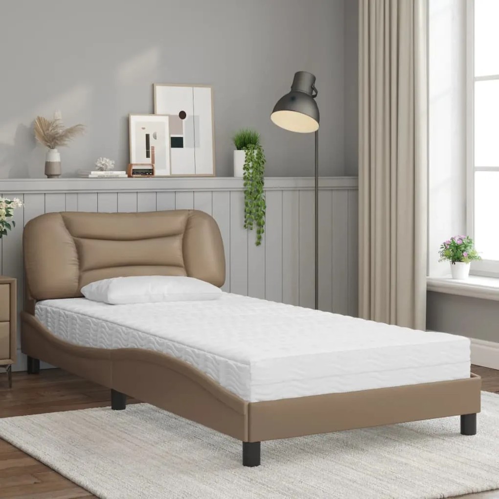 Letto con materasso cappuccino 100x200cm similpelle