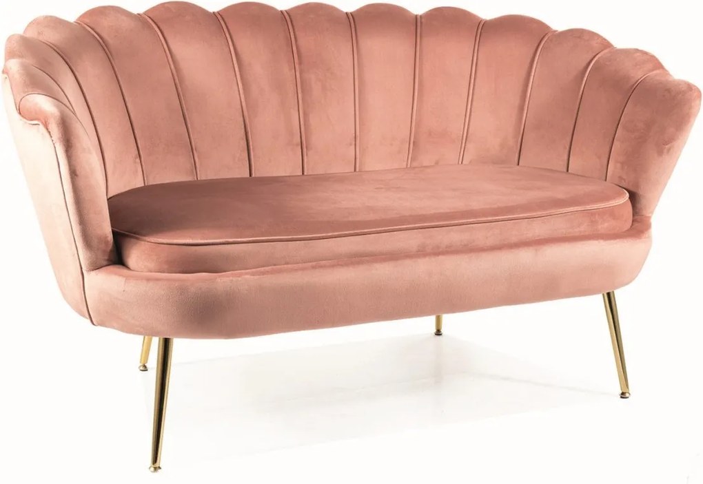 Divano Camelia 2 in velluto rosa - Blu52/oro