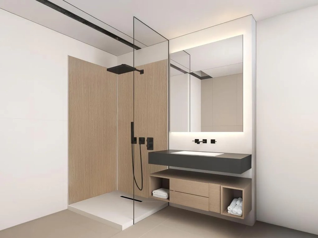 Pannello per parete da doccia effetto legno con profili 2 x L90 x H210 cm in Alluminio - Lotto di 2 - ENEKO