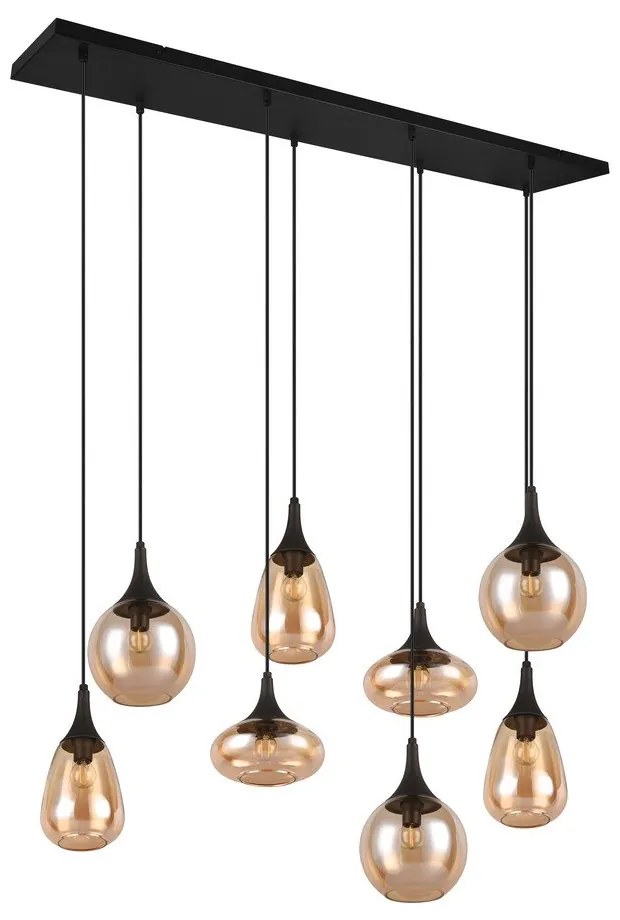 Lampada a sospensione nero-arancio con paralume in vetro Lumina - Trio