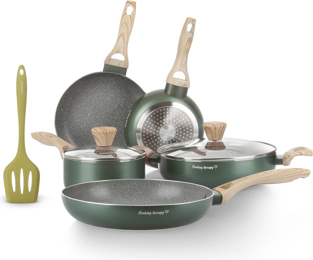 Batteria pentole 8 pezzi verde Cooking Therapy