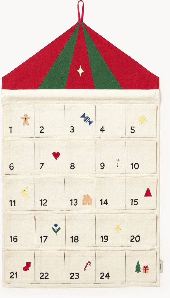 Calendario dell'Avvento in cotone ricamato Nicolin