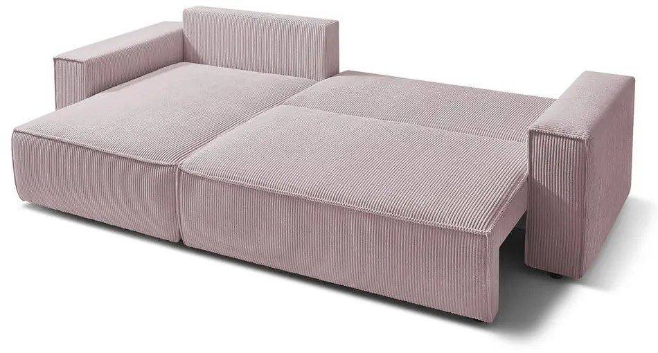 Divano letto in velluto a coste rosa chiaro divano ad angolo variabile Nihad - Bobochic Paris