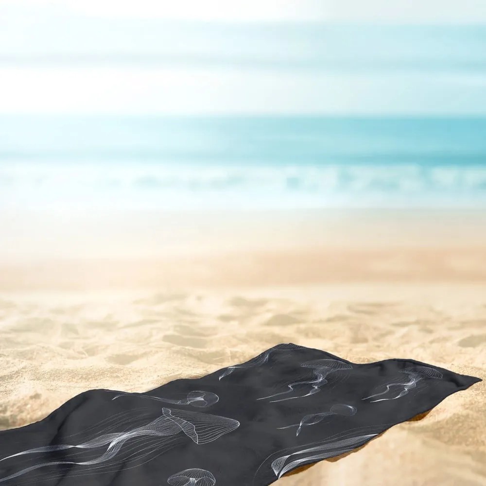 Telo mare bianco e nero 90x180 cm Jellyfish - DecoKing