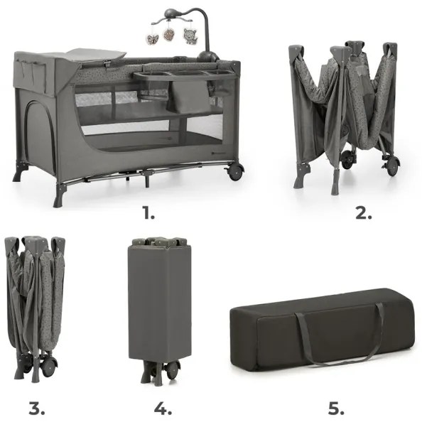 KINDERKRAFT - Culla da viaggio JOY 2 con accessori grigio