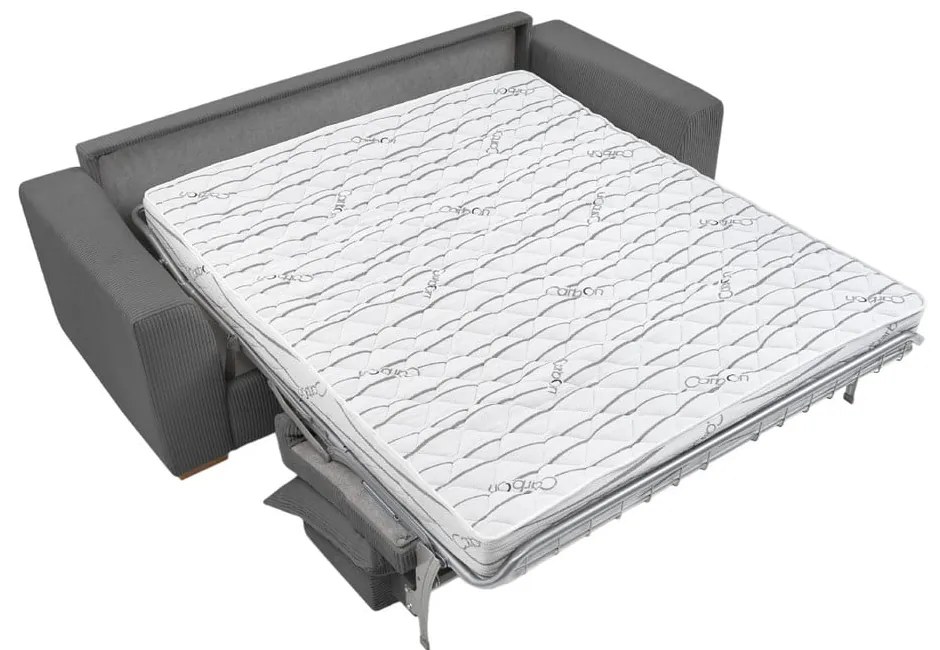 Divano grigio allungabile con rivestimento in velluto a coste 225 cm Augustin – Bobochic Paris