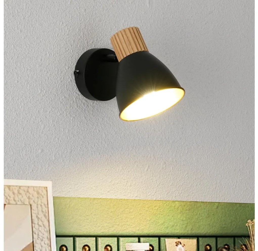 Brilagi - Faretto da parete ODENSE 1xE14/10W/230V legno di caucciù/nero