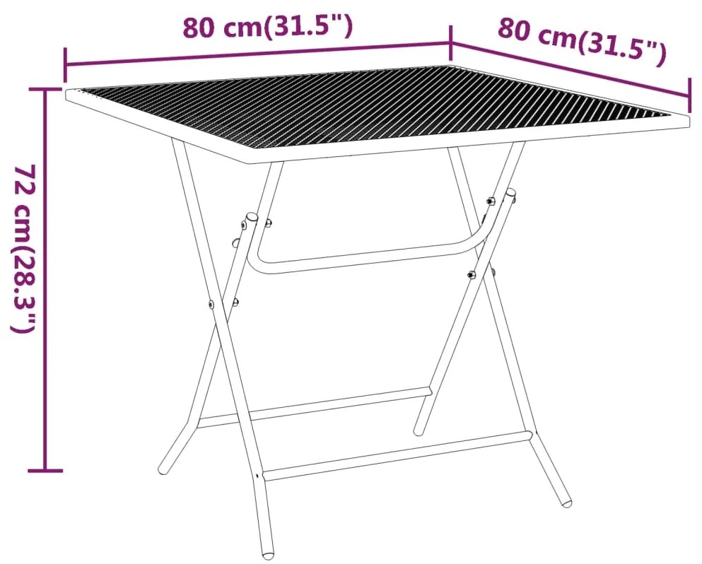 Set da Pranzo per Giardino 5pz Rete Metallica Espansa Antracite