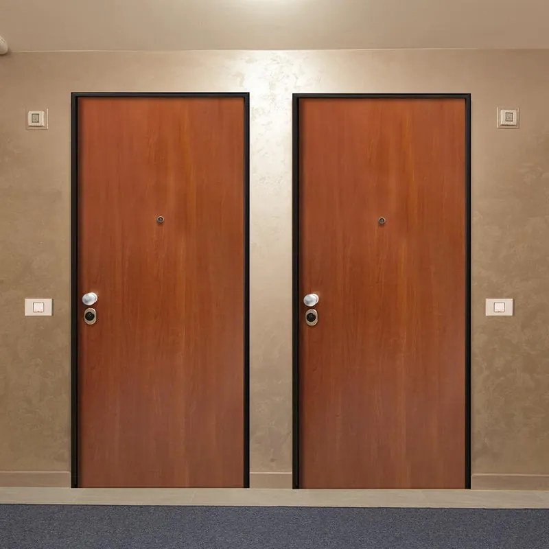 Porta blindata MASTER Stark L 80 x H 200 cm in melaminico noce/bianco, apertura spingere a sinistra, falso telaio incluso