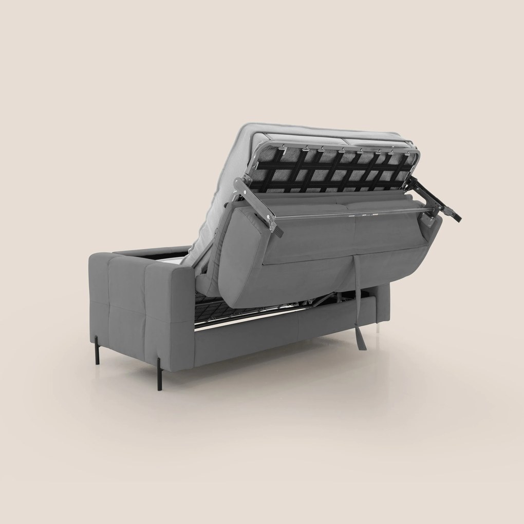 Ortensia divano letto materasso H18 cm con piedi alti in elegante microfibra smacchiabile T11 grigio