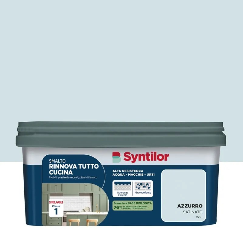 Smalto da interno per piano di lavoro, SYNTILOR RT CUC  BIO 2L BLU NUVOLA blu nuvola satinato, 2 L