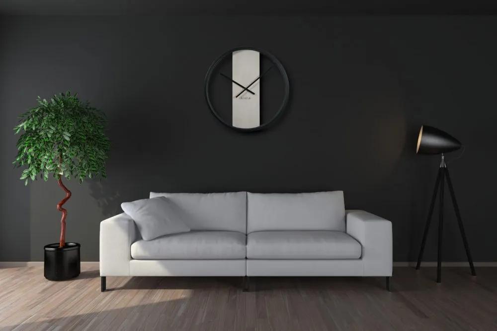 Orologio da parete in legno e metallo bianco e nero