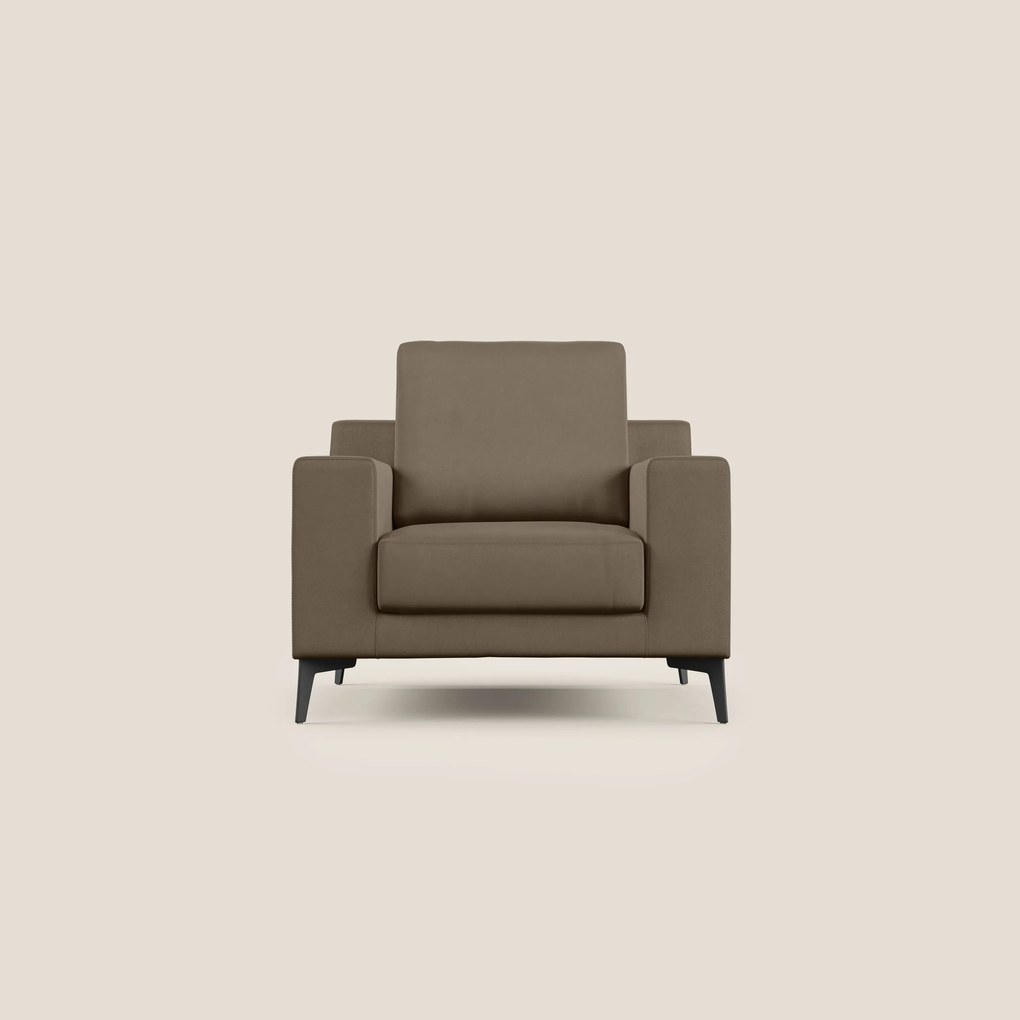 Prestige poltroncina moderna in microfibra smacchiabile T11 marrone
