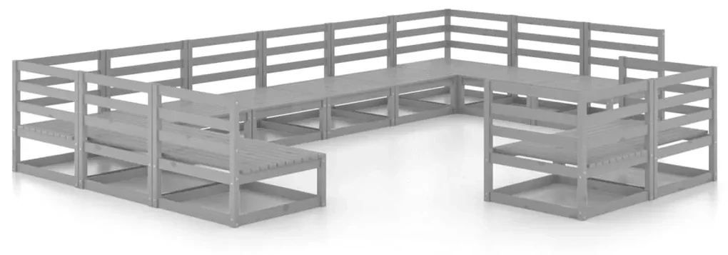 Set divani da giardino 12 pz in legno massello di pino