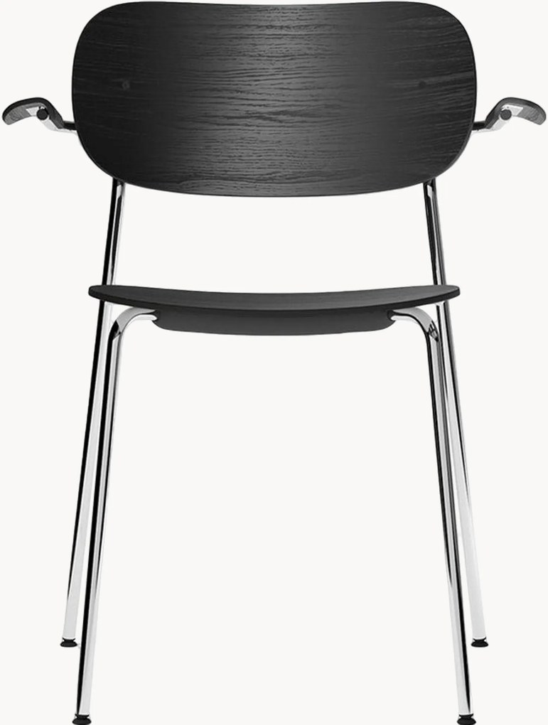 Sedia da pranzo in metallo e legno con braccioli Co