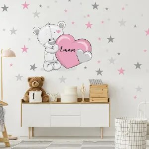 Adesivo murale degli orsetto con il nome per le femmine | Inspio