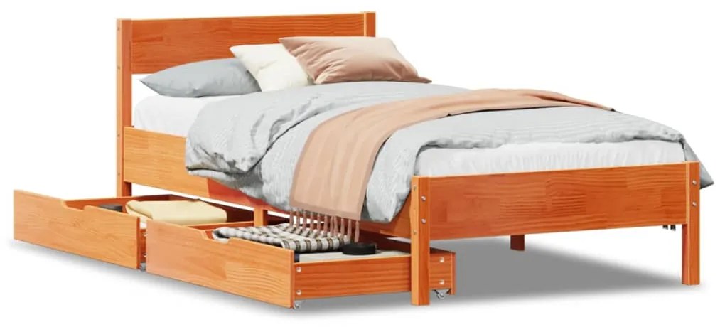 Letto senza materasso marrone cera 75x190 cm in legno di pino