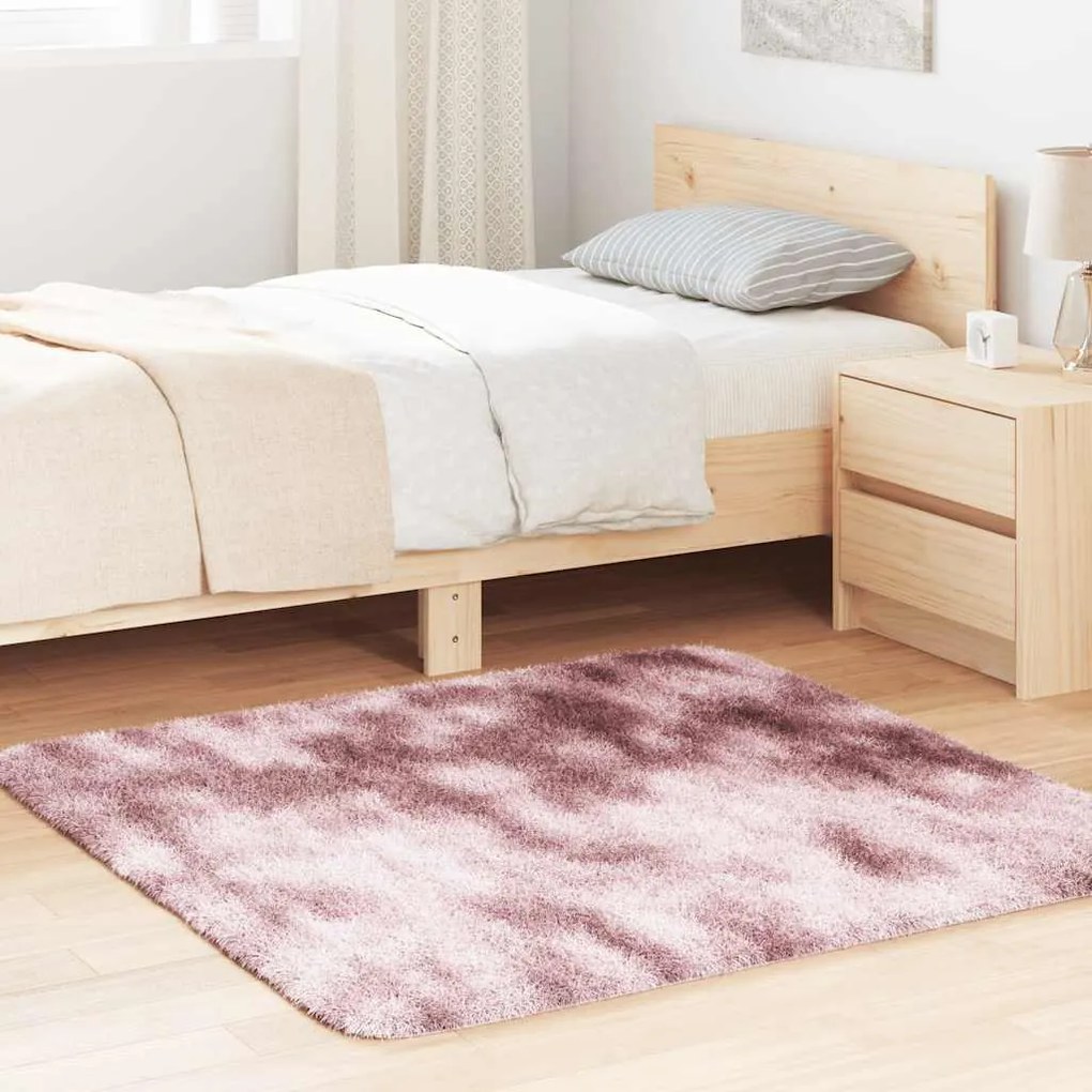 Tappeto Shaggy A Pelo Lungo Navarra Rosa Antico 120x120cm /