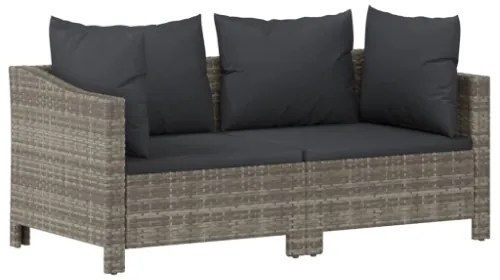 Set Divani da Giardino 6 pz con Cuscini in Polyrattan Grigio