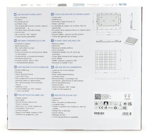 Aigostar - LED Faro solare dimmerabile LED/200W/3,2V IP65 + +TC