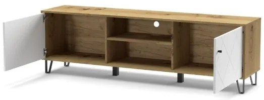 Mobile Porta TV 183 Cm Bianco E Rovere Effetto Legno Bollo